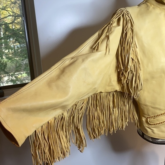 Vintage Size 6-8 Handmade Leather Butterscotch Western Jacket Coat with Fringe - Picture 6 of 16